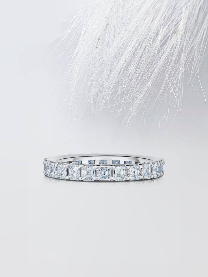 Asscher Cut Eternity Diamond Wedding Band For Women