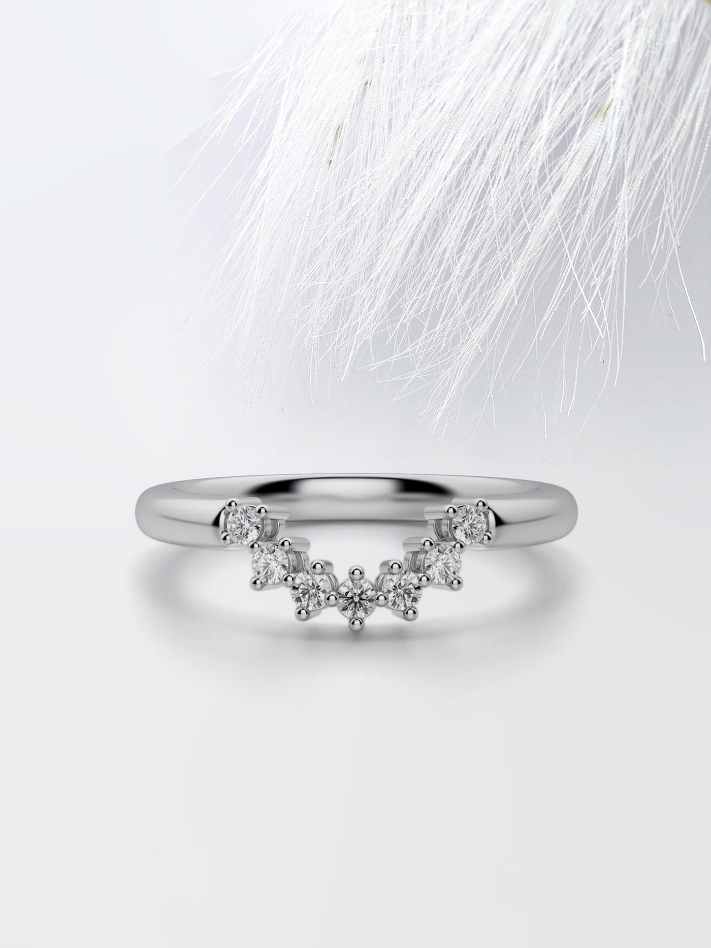 Curved Diamond Wedding Band For Women