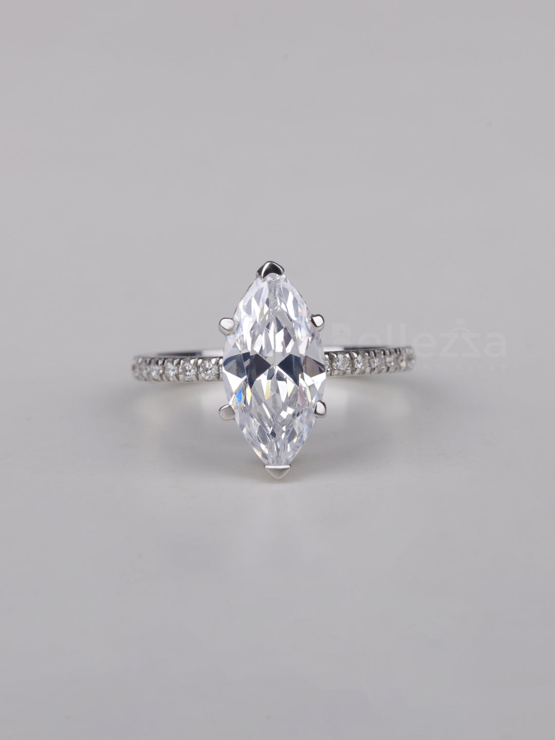 1.0CT Marquise Cut Pave Setting Moissanite Engagement Ring