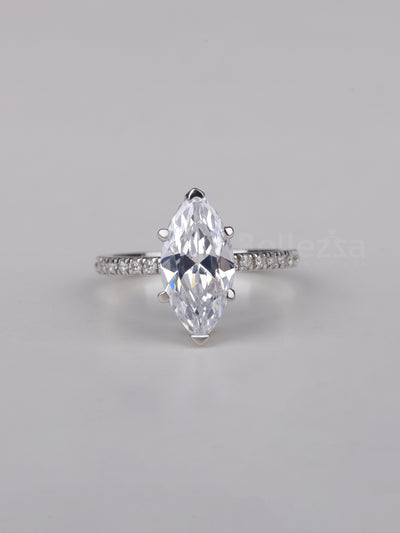1.0CT Marquise Cut Pave Setting Moissanite Engagement Ring
