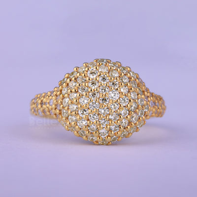 Round Cut Cluster Diamond Dome Style Moissanite Ring