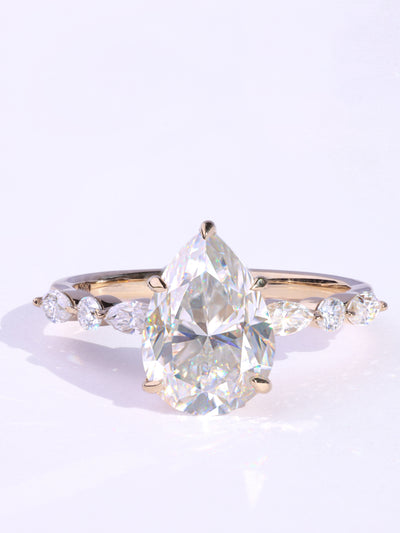 1.50CT Pear Cut Diamond Moissanite Pave Setting Engagement Ring