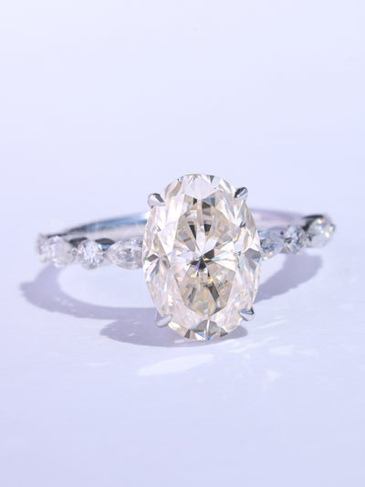 1.50CT Oval Cut Pave Setting Moissanite Engagement Ring