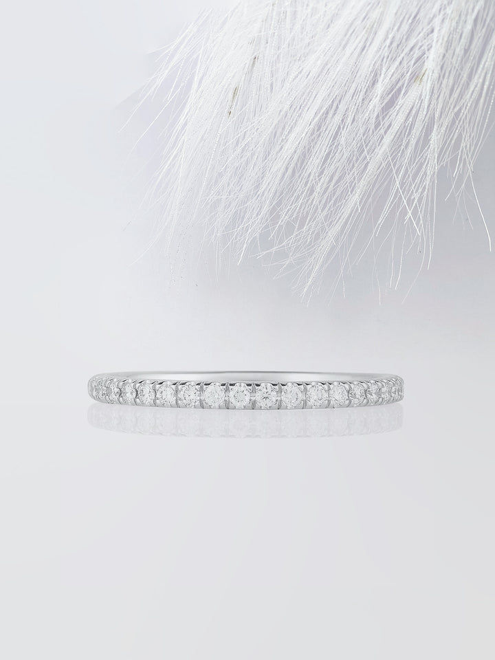 Micro Pave Half Eternity Round Diamond Wedding Band For Her