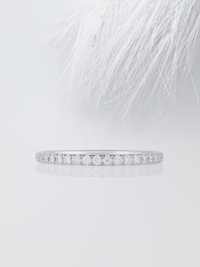 Micro Pave Half Eternity Round Diamond Wedding Band For Her