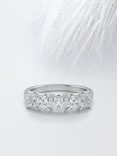 Princess Cut Five Stone Diamond Wedding Band For Her