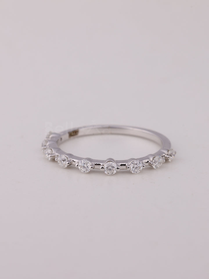 Round Cut Petite Pave Setting Moissanite Wedding Band