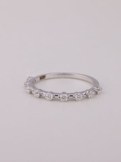 Round Cut Petite Pave Setting Moissanite Wedding Band