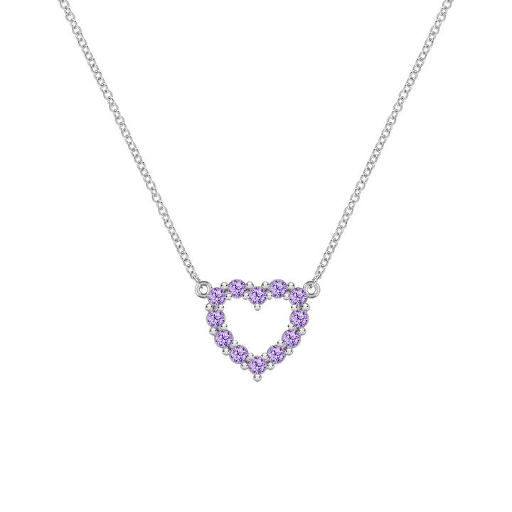 1.40 TCW Round Cut Open Heart Moissanite February Birthone Necklace