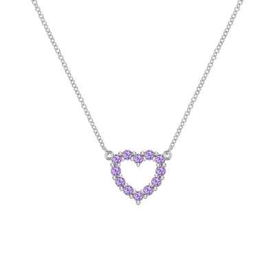 1.40 TCW Round Cut Open Heart Moissanite February Birthone Necklace