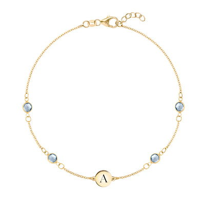 1.0TCW Round Cut Customized Moissanite March Birthstone Bracelet