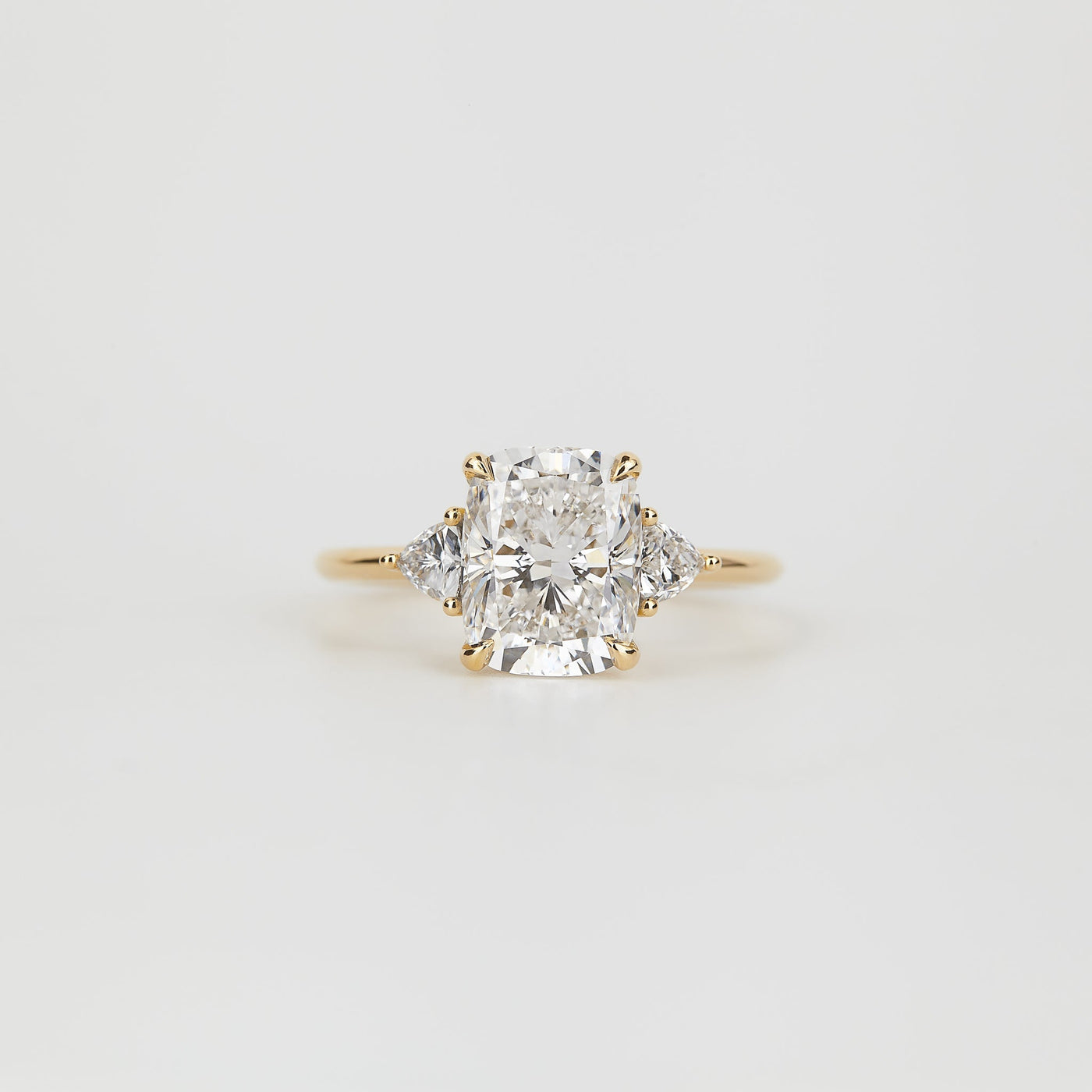 1.50-3.50 CT Elongated Cushion Lab Grown Diamond Three Stone Engagement Ring