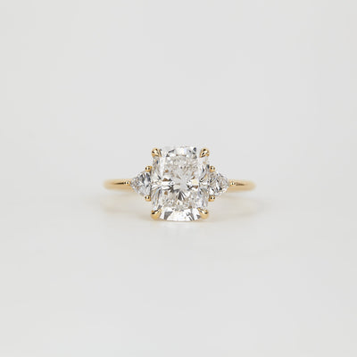 1.50-3.50 CT Elongated Cushion Lab Grown Diamond Three Stone Engagement Ring