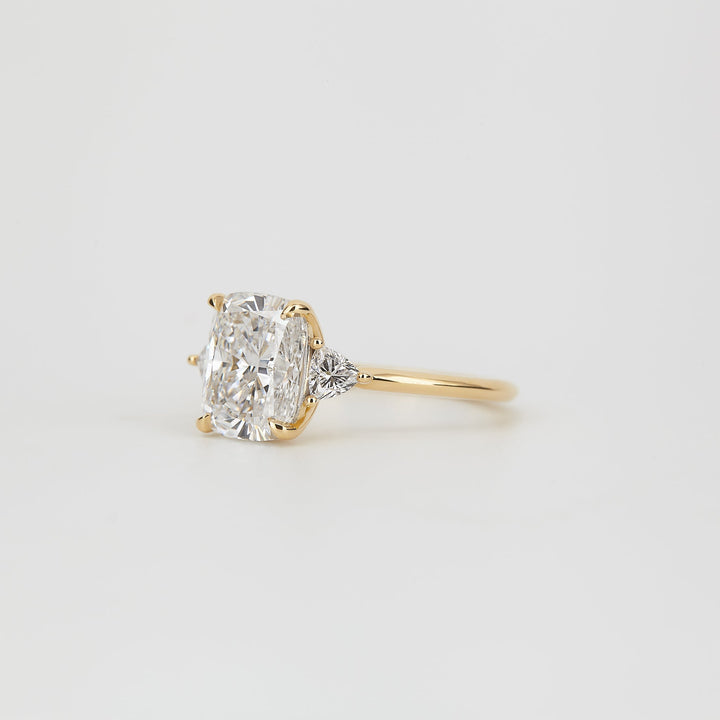 1.50-3.50 CT Elongated Cushion Lab Grown Diamond Three Stone Engagement Ring