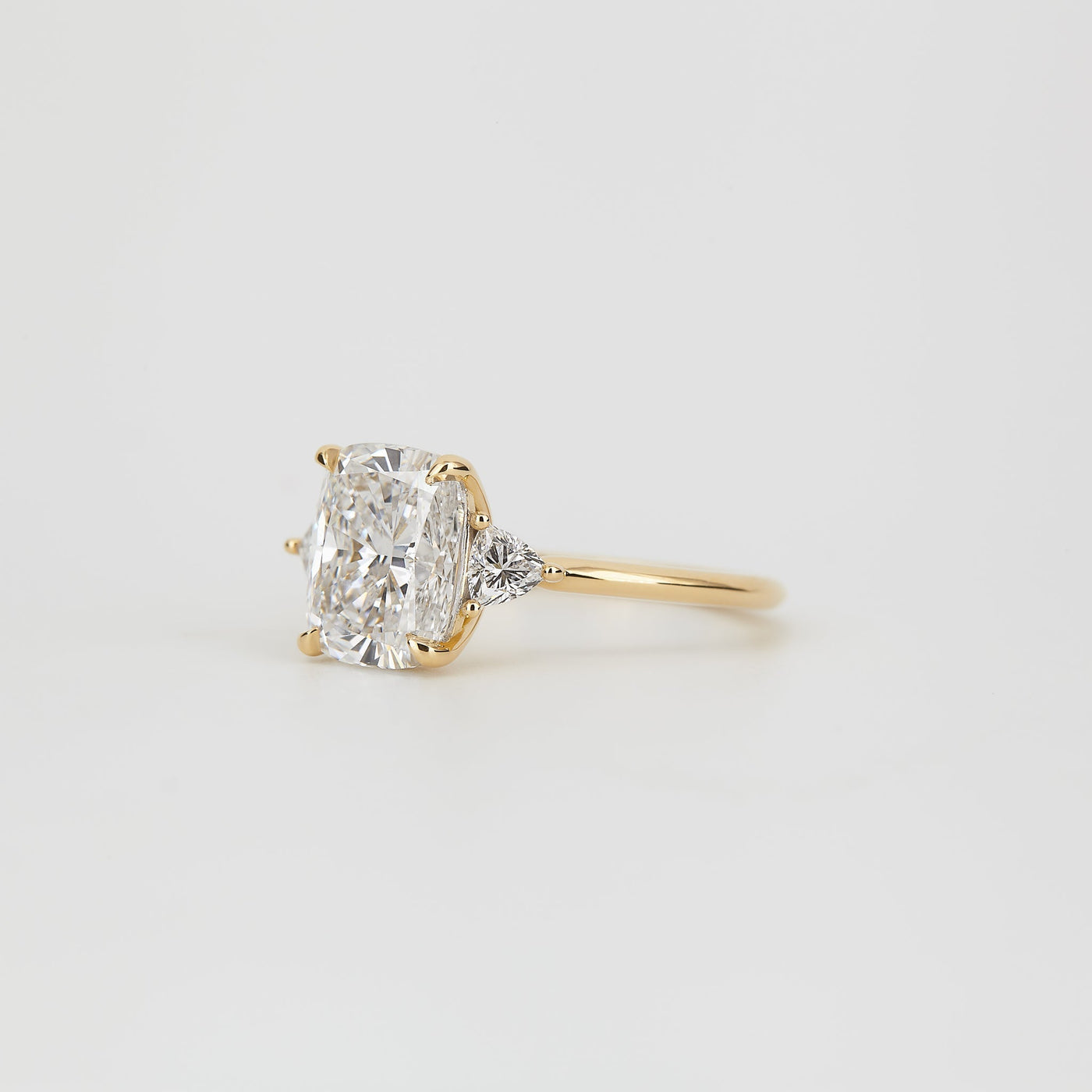 1.50-3.50 CT Elongated Cushion Lab Grown Diamond Three Stone Engagement Ring