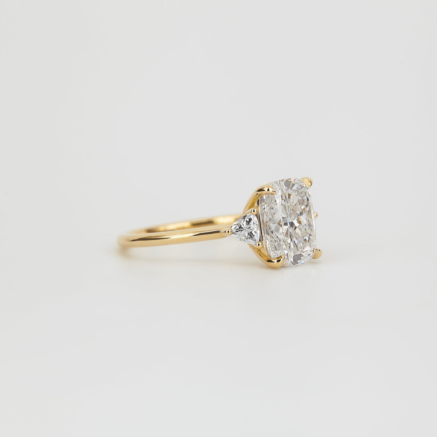 1.50-3.50 CT Elongated Cushion Lab Grown Diamond Three Stone Engagement Ring