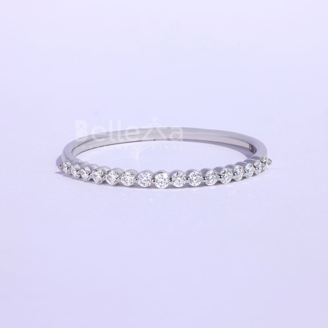 0.30TCW Round Brilliant Bubble Prong Moissanite Wedding Band - Ready to Ship