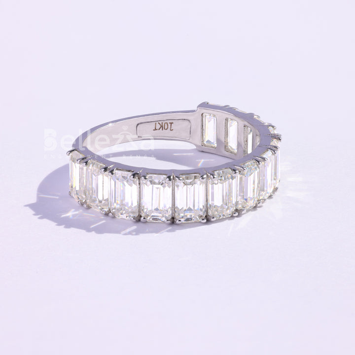 2.61TCW Emerald Diamond Half Eternity Wedding Band - Ready To Ship