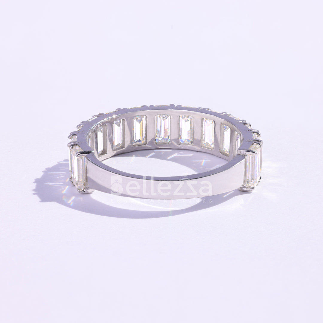 2.61TCW Emerald Diamond Half Eternity Wedding Band - Ready To Ship