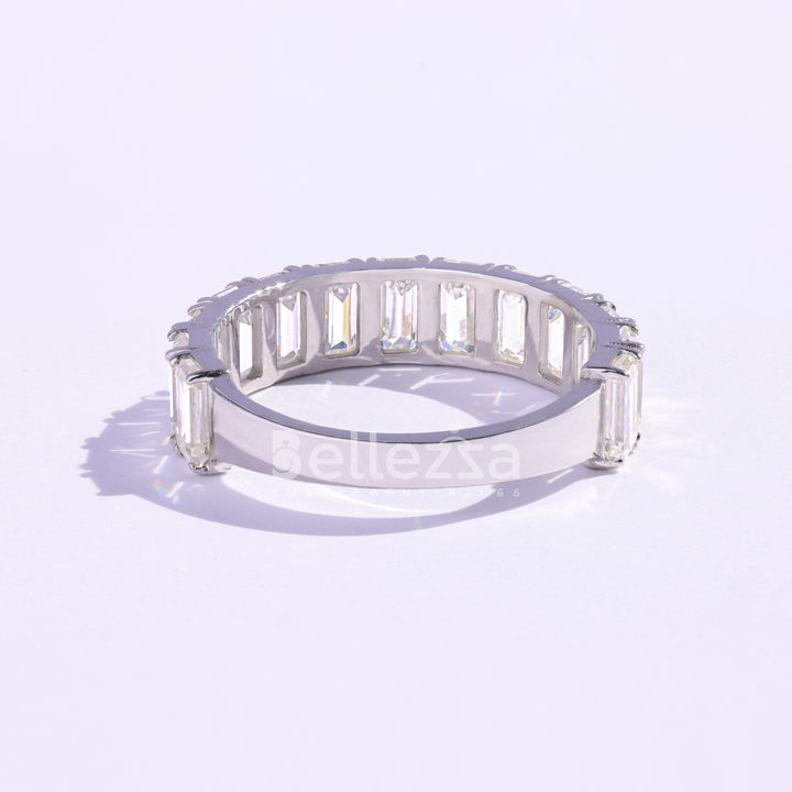 2.61TCW Emerald Diamond Half Eternity Wedding Band - Ready To Ship