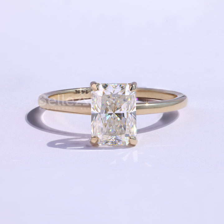 1.50CT Radiant Cut Moissanite Hidden Halo Engagement Ring - Ready to Ship