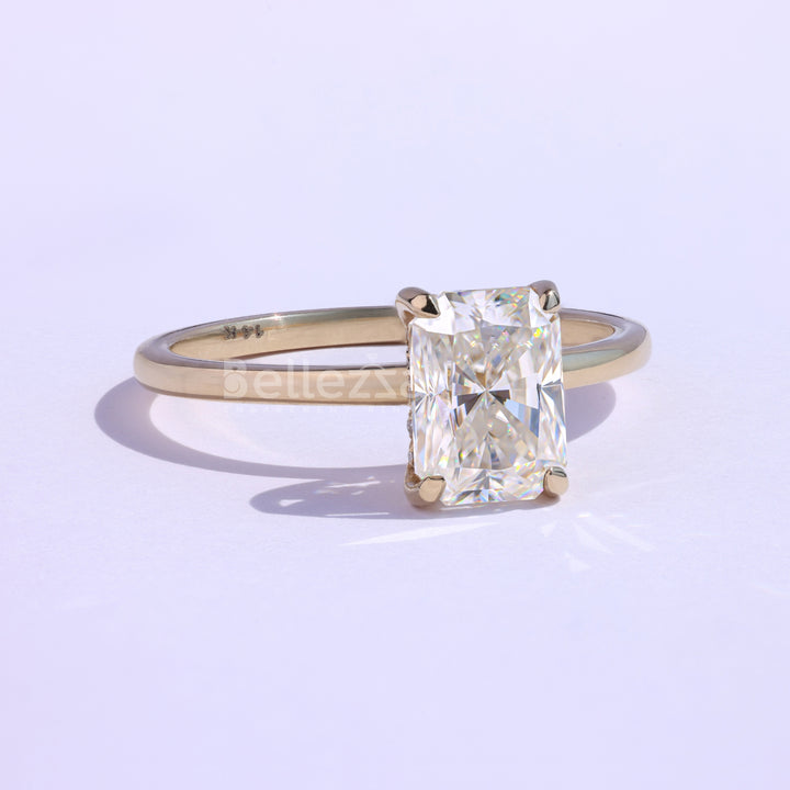 1.50CT Radiant Cut Moissanite Hidden Halo Engagement Ring - Ready to Ship