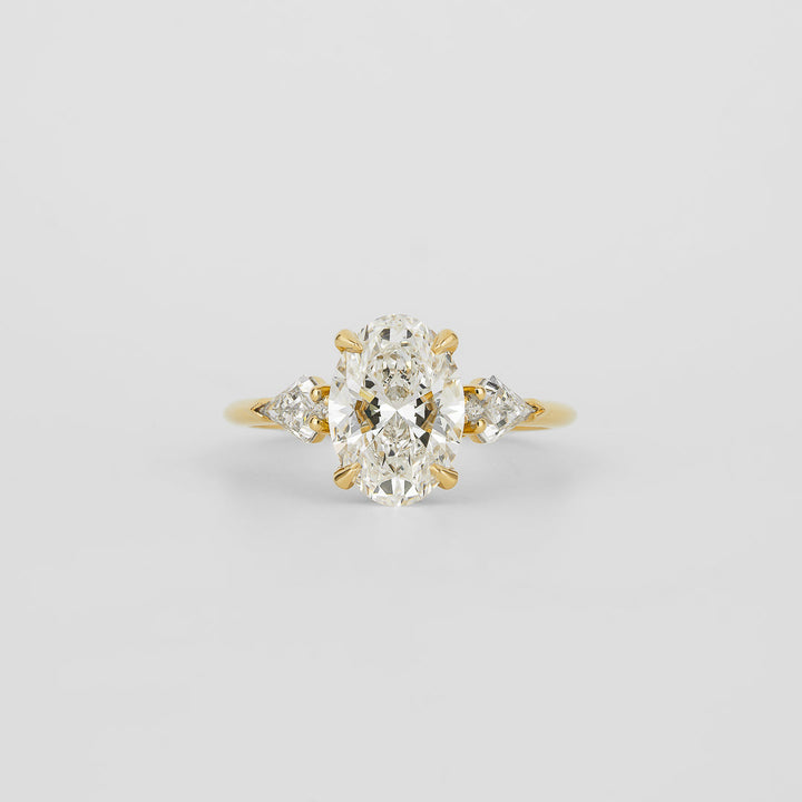 1.0 -  3.0 CT Oval Lab Grown Diamond Three Stone Engagement Ring