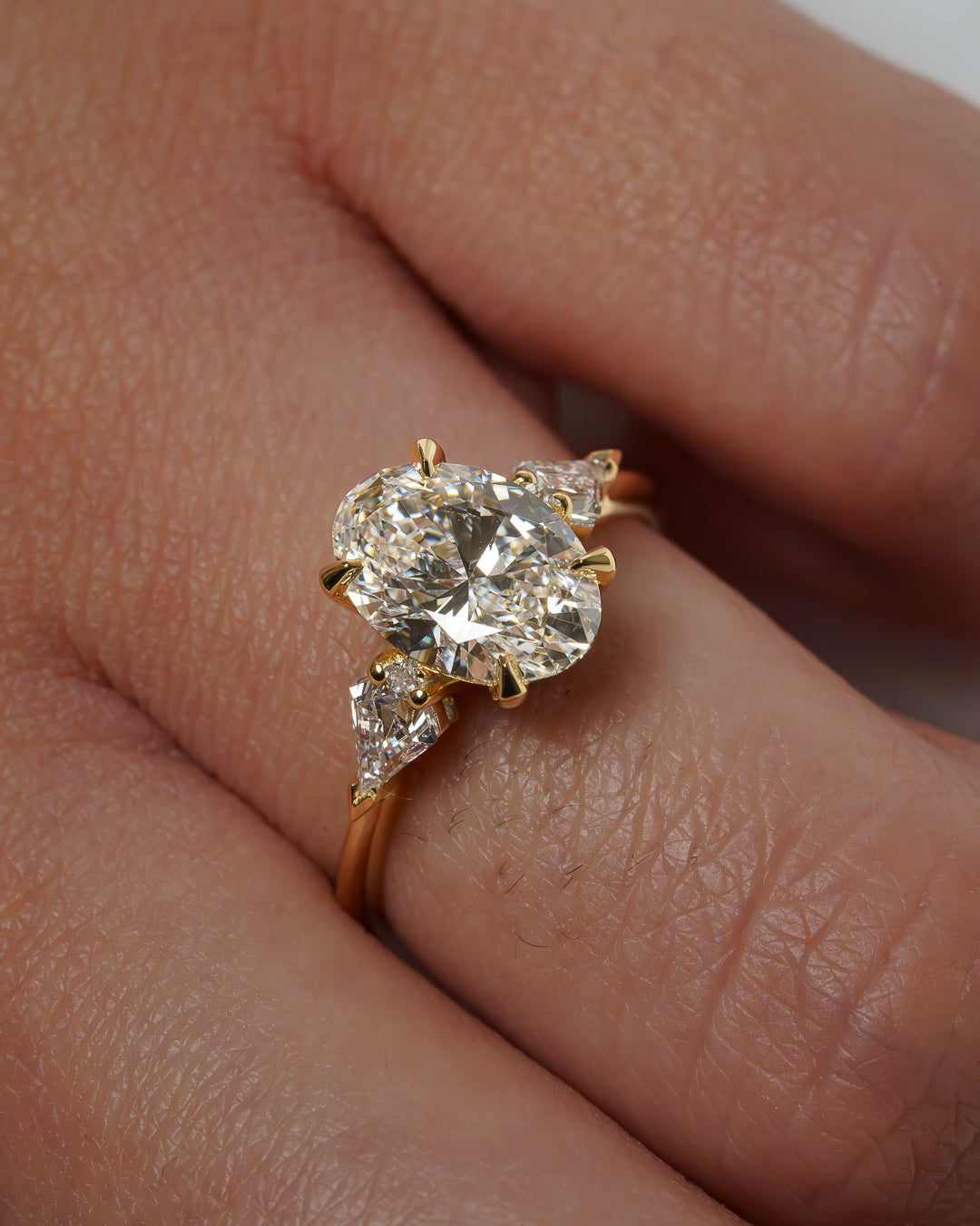 1.0 -  3.0 CT Oval Lab Grown Diamond Three Stone Engagement Ring