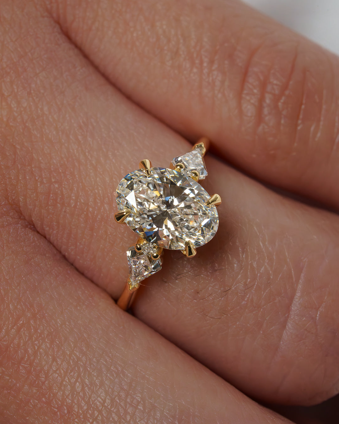 1.0 -  3.0 CT Oval Lab Grown Diamond Three Stone Engagement Ring