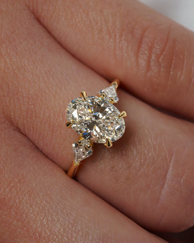 1.0 -  3.0 CT Oval Lab Grown Diamond Three Stone Engagement Ring