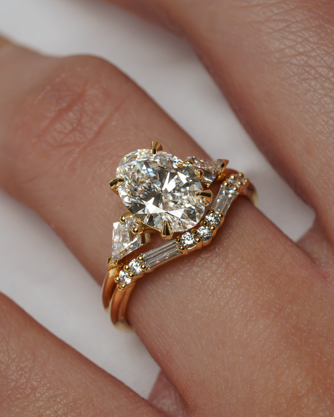 1.0 -  3.0 CT Oval Lab Grown Diamond Three Stone Engagement Ring