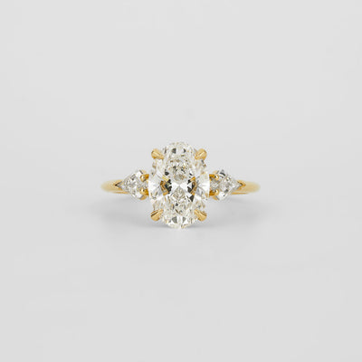 1.0 -  3.0 CT Oval Lab Grown Diamond Three Stone Engagement Ring