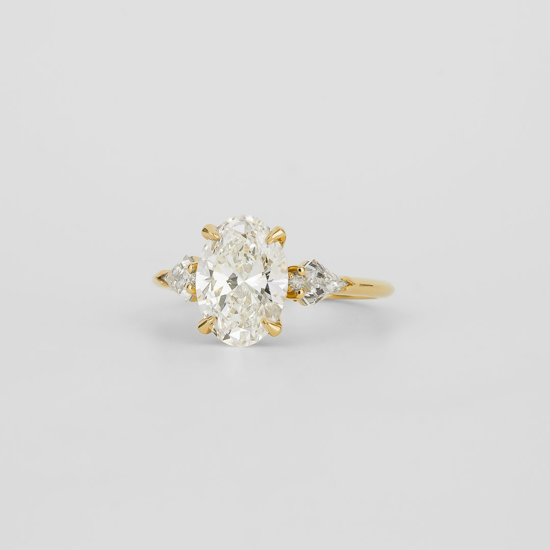 1.0 -  3.0 CT Oval Lab Grown Diamond Three Stone Engagement Ring