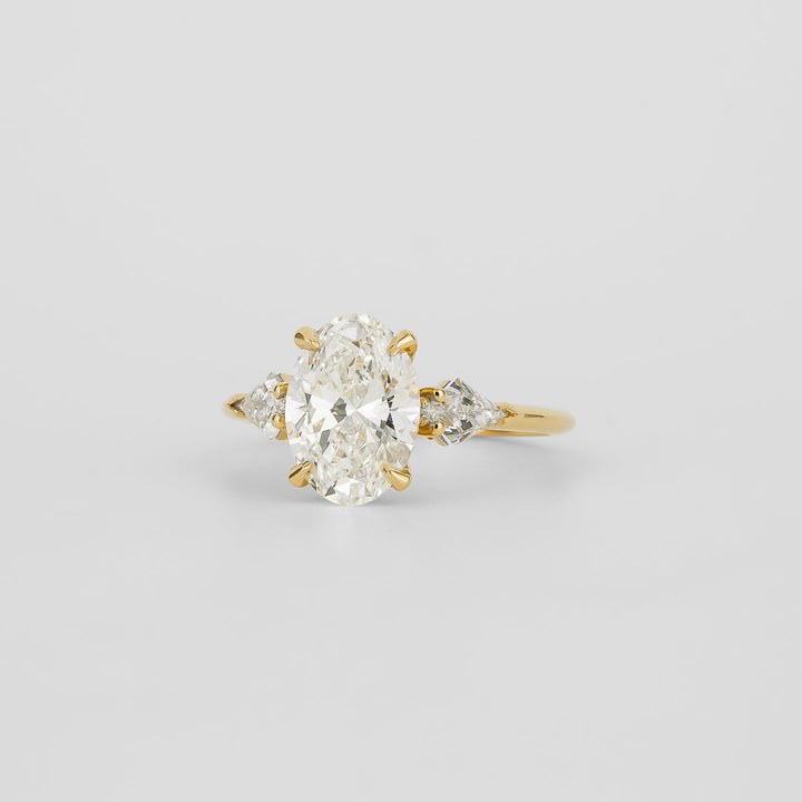 1.0 -  3.0 CT Oval Lab Grown Diamond Three Stone Engagement Ring