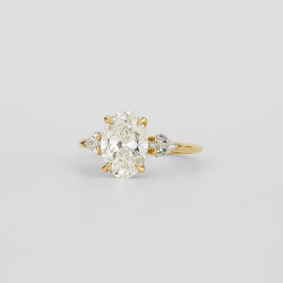 1.0 -  3.0 CT Oval Lab Grown Diamond Three Stone Engagement Ring