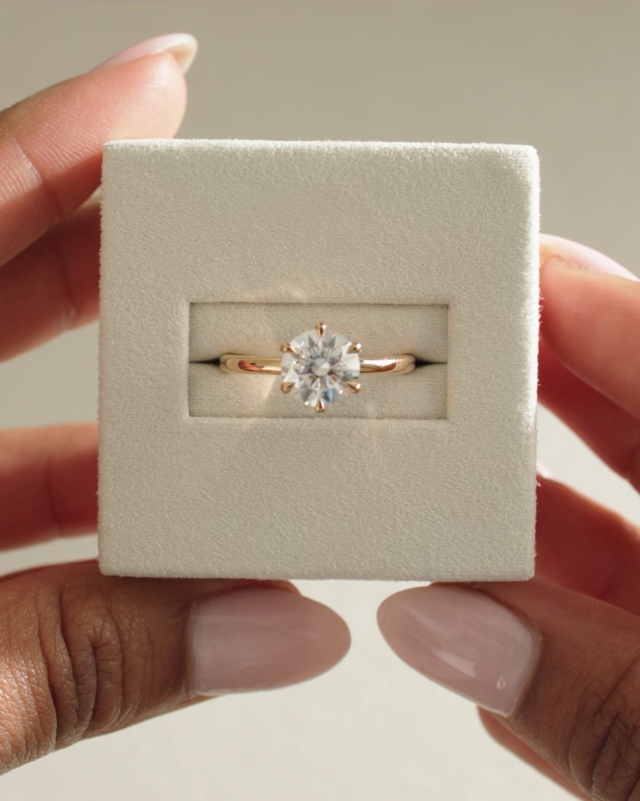 1.0 CT Round Brilliant Hidden Halo Moissanite Engagement Ring