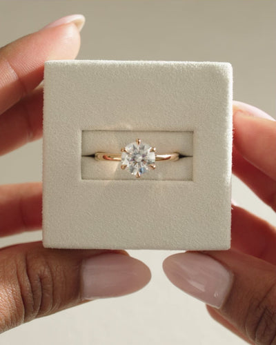 1.0 CT Round Brilliant Hidden Halo Moissanite Engagement Ring