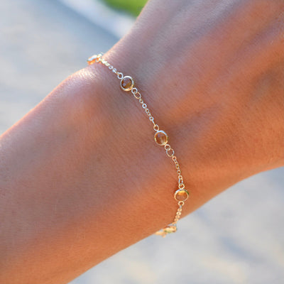 1.75TCW Round Cut Citrine Moissanite November Birthstone Bracelet