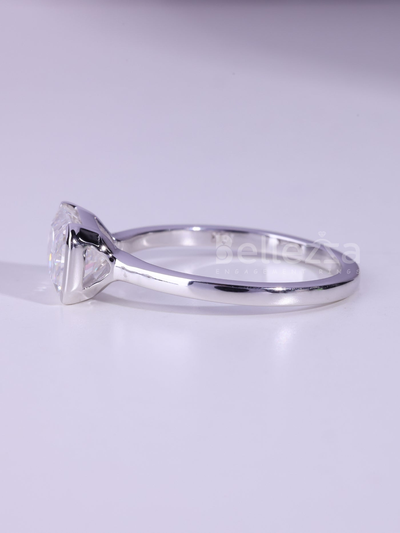 2.0CT Radiant Cut Half Bezel Setting Moissanite Engagement Ring