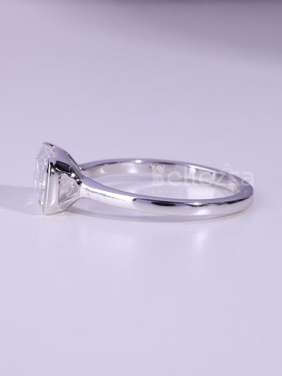 2.0CT Radiant Cut Half Bezel Setting Moissanite Engagement Ring
