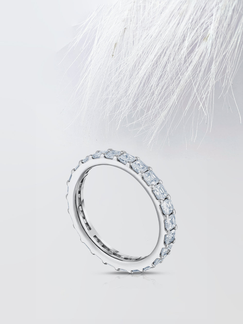 Asscher Cut Eternity Diamond Wedding Band For Women