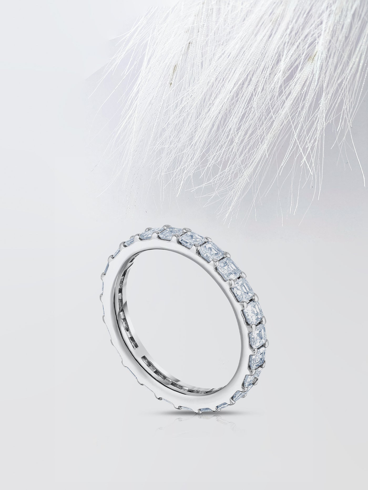 Asscher Cut Eternity Diamond Wedding Band For Women