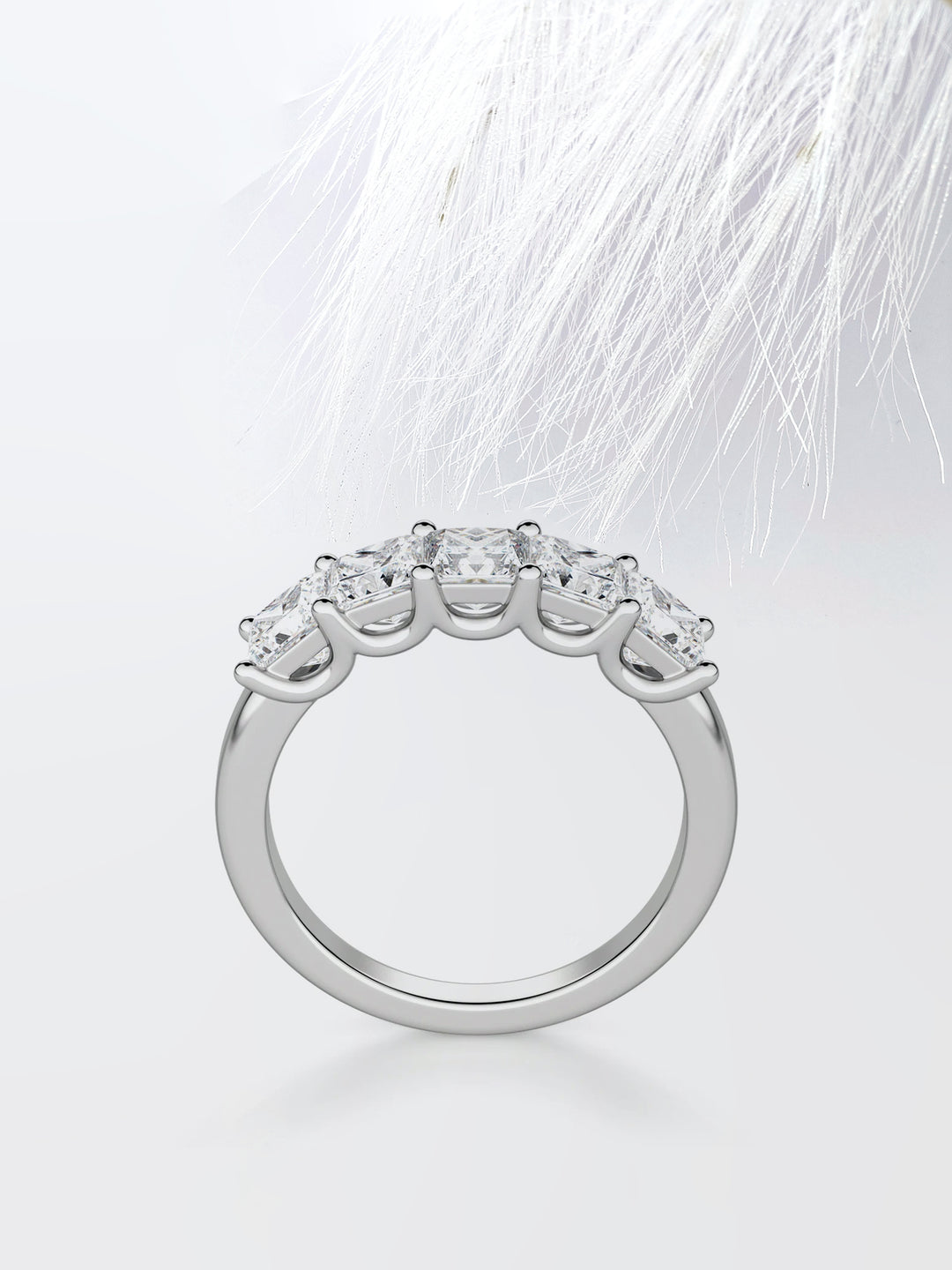 Princess Cut Five Stone Diamond Wedding Band For Her