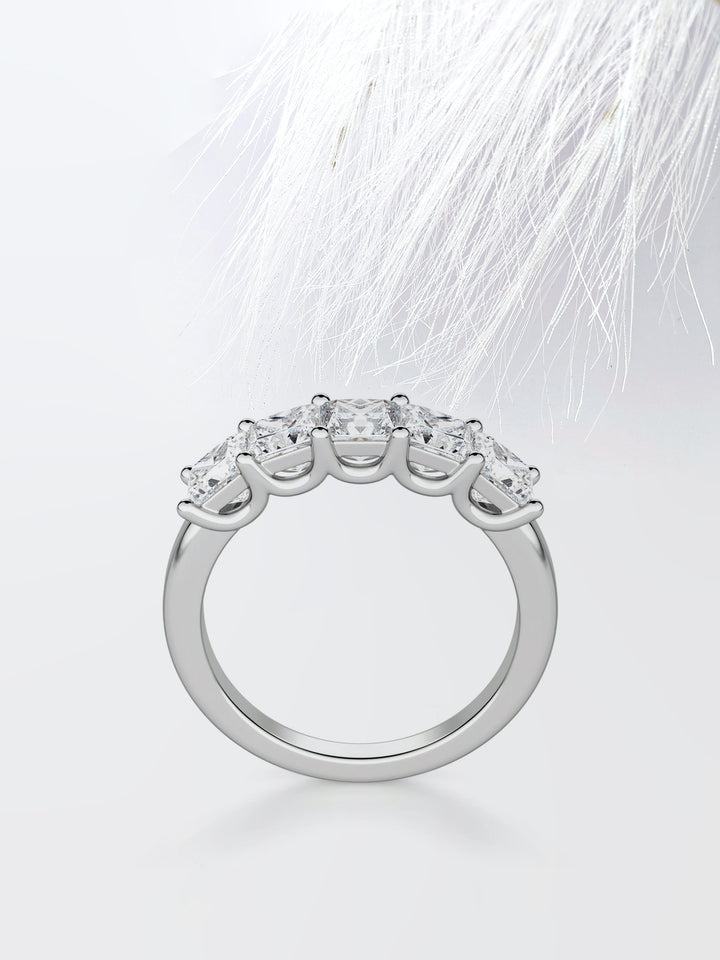 Princess Cut Five Stone Diamond Wedding Band For Her