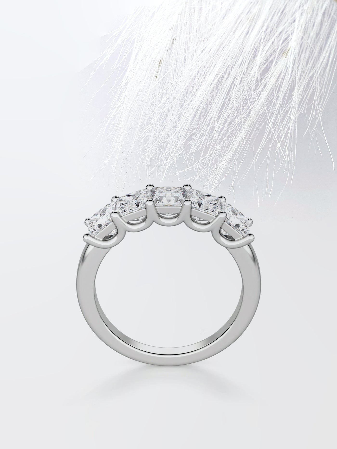 Princess Cut Five Stone Diamond Wedding Band For Her