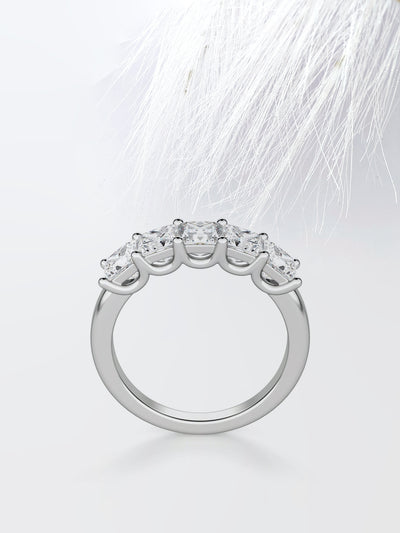 Princess Cut Five Stone Diamond Wedding Band For Her