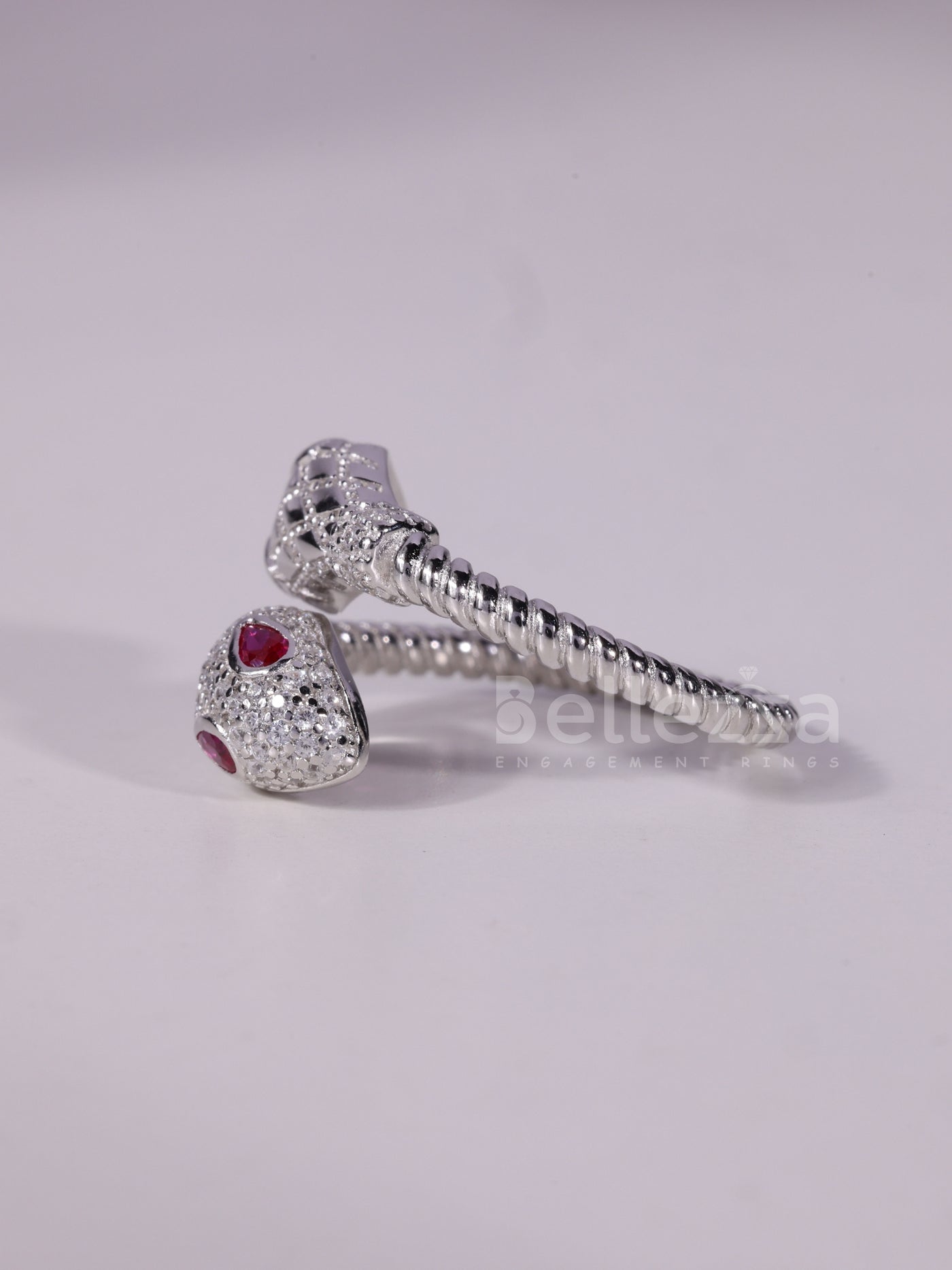 0.40TCW Pink Pear Cut Diamond Snake Style Unique Spiral Ring