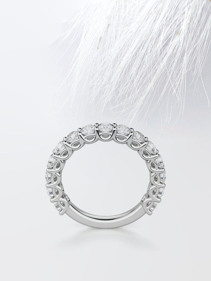 Round Cut Semi Eternity (3\4) Diamond Wedding Band For Women