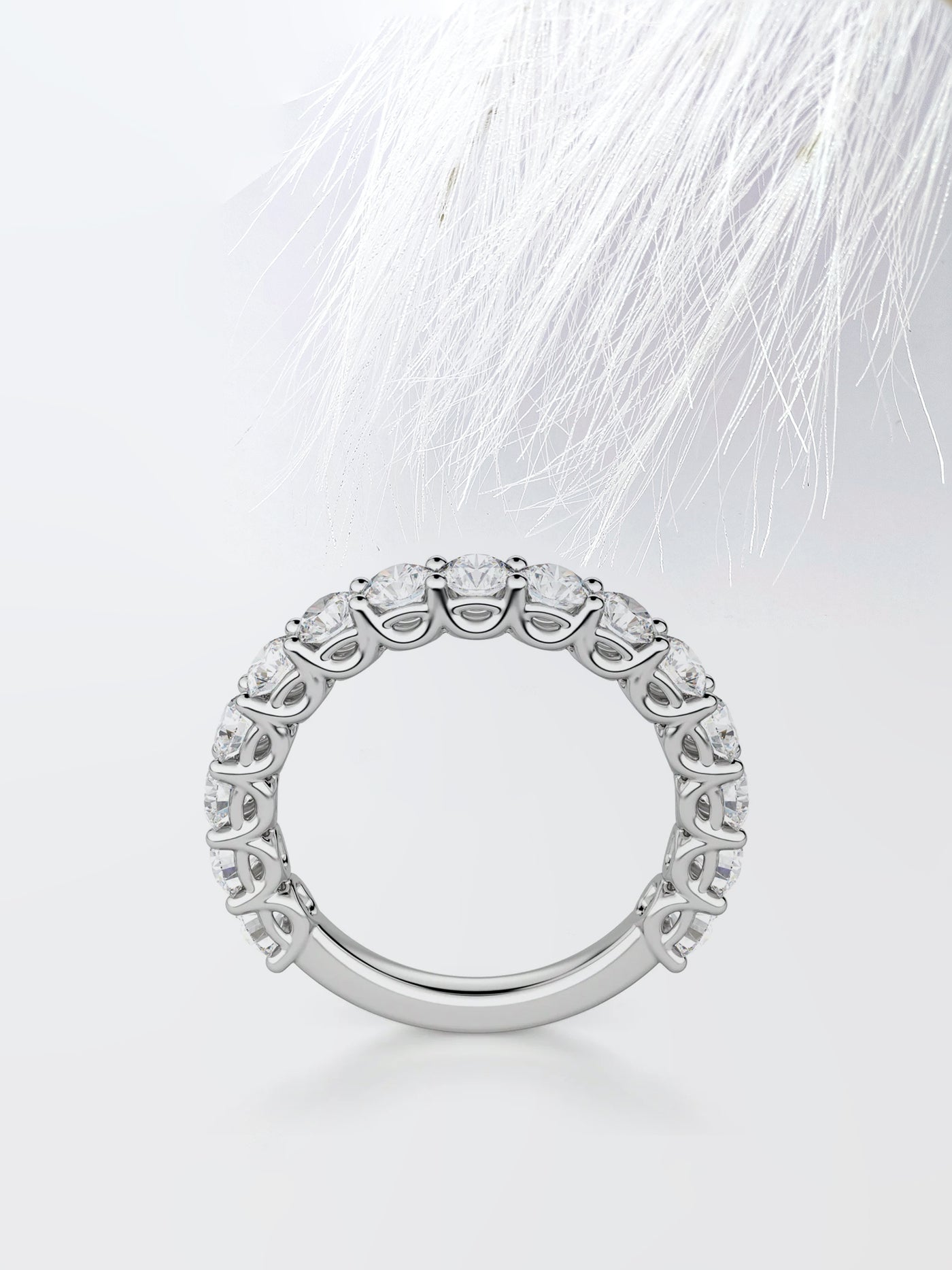 Round Cut Semi Eternity (3\4) Diamond Wedding Band For Women