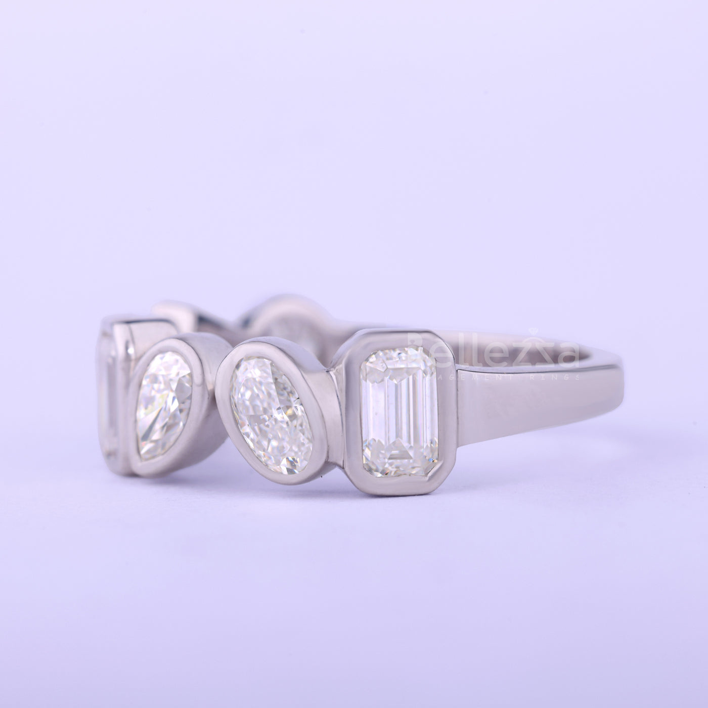 3.50CTW Multi Diamond Bezel Setting Moissanite Wedding Band